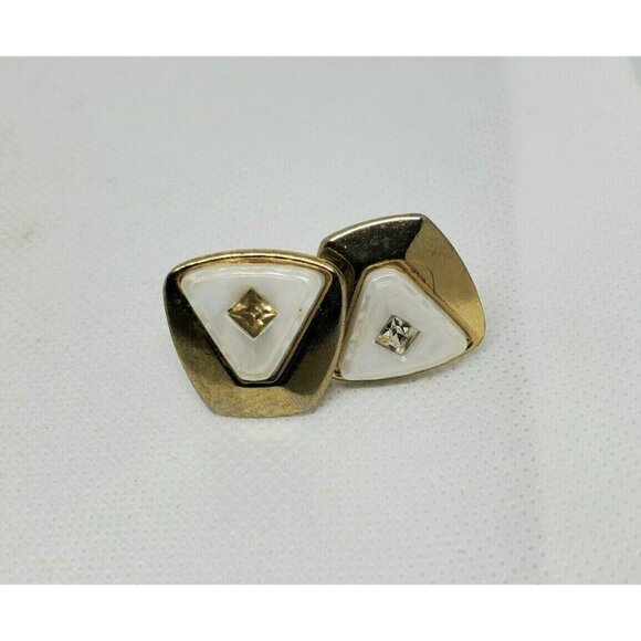 Gold Colored Marble Design Men's Cuff Links - Picture 9 of 9